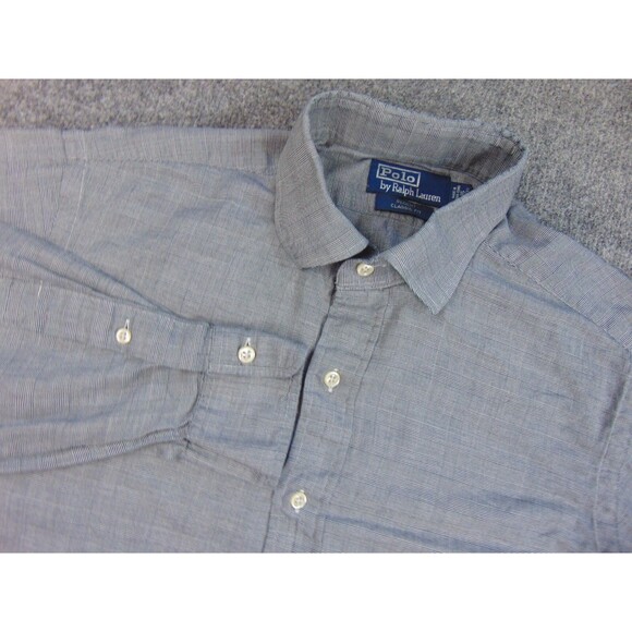 Polo Ralph Lauren Shirt Mens 16x32/33 Regent Classic Fit Gray Plaid - Picture 1 of 9